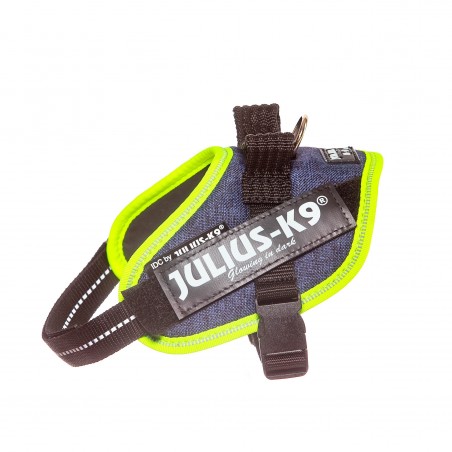 Harnais JULIUS K9 IDC Power - Jean Denim/jaune Fluo