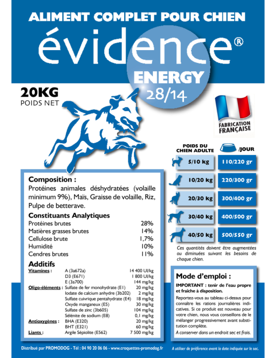 croquettes Energie chien adulte a la viande fabrication francaise