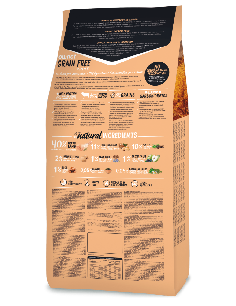 Croquettes chiot Ownat prime Grain Free Poulet Dinde 14kg