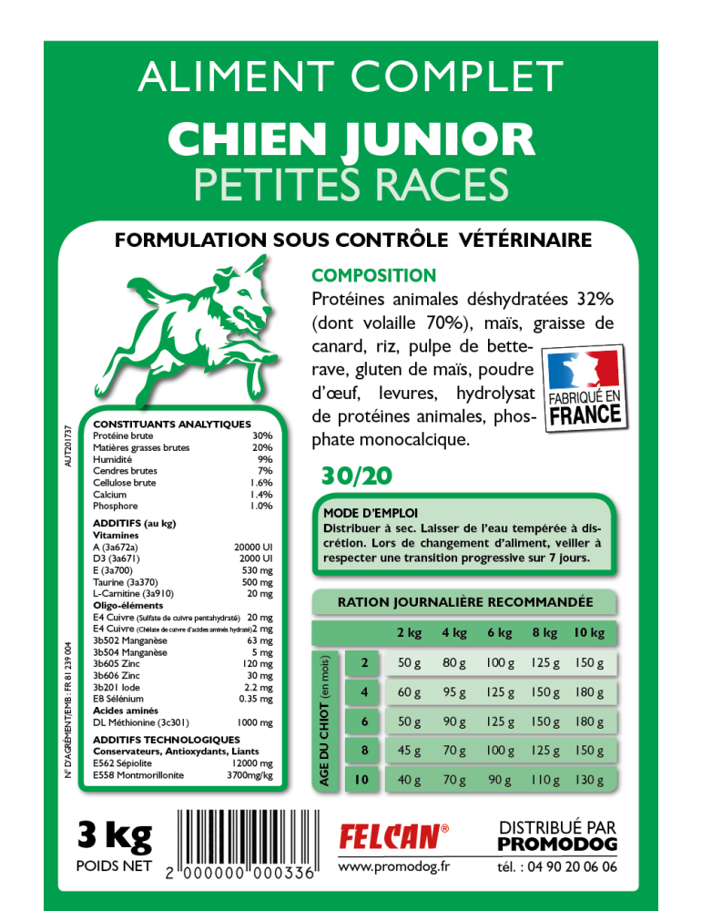 Croquettes Felcan haut de gamme pour chien adulte de petite race