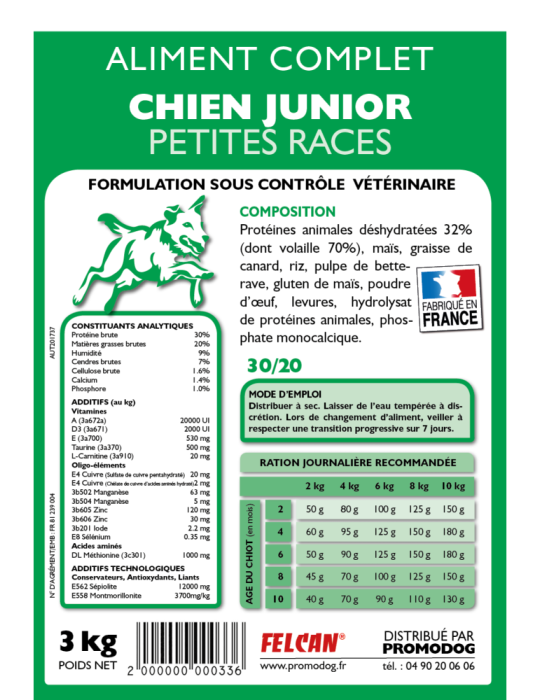 Croquettes Felcan haut de gamme pour chien adulte de petite race
