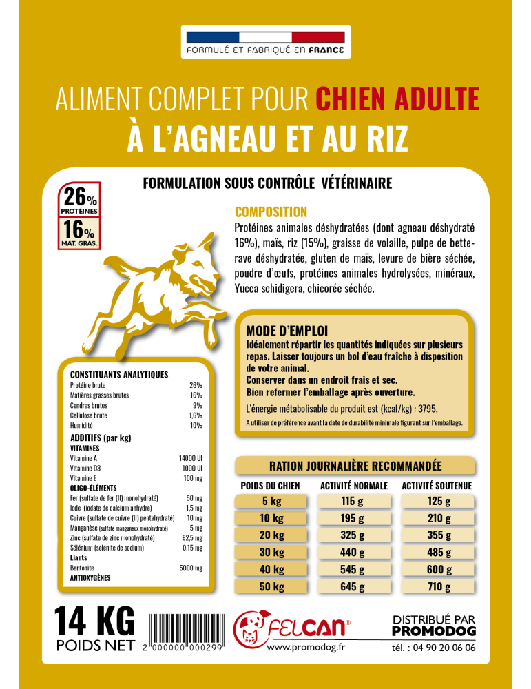 Croquettes haut de gamme à l'agneau pour chien adulte