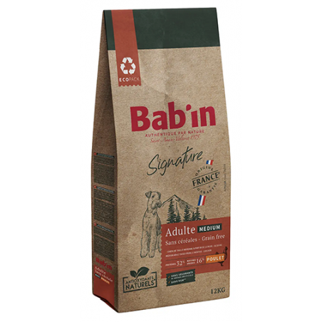 BABIN SIGNATURE - Chien Adulte Medium - Au Poulet - Sans Céréales