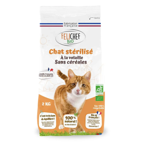 FELICHEF Bio - Croquettes Chat Stérilisé - Sans Céréales