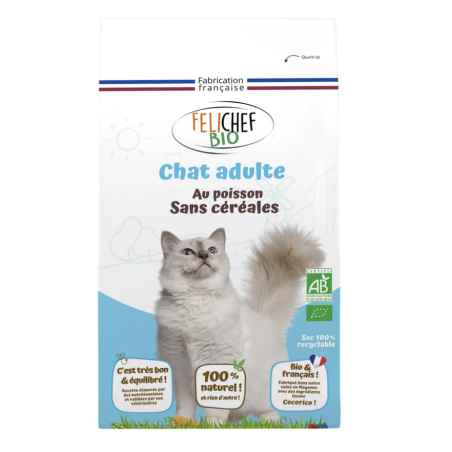 FELICHEF Bio - Croquettes Chat Stérilisé - Sans Céréales au Poisson