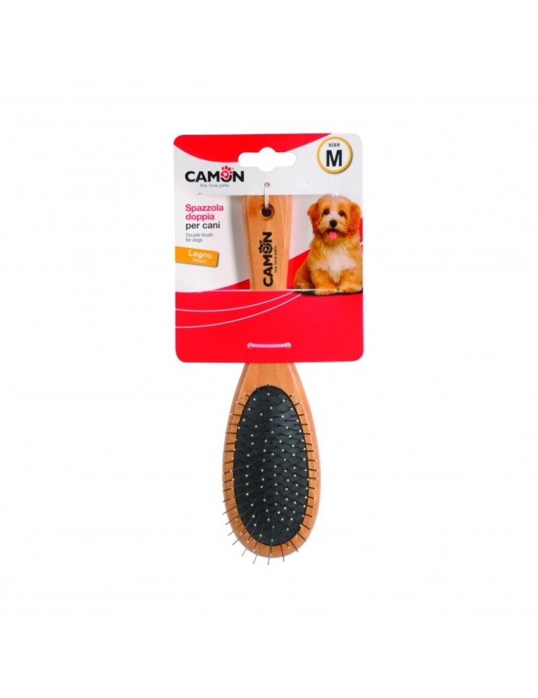 Brosse Double manche en bois - Chien et Chat
