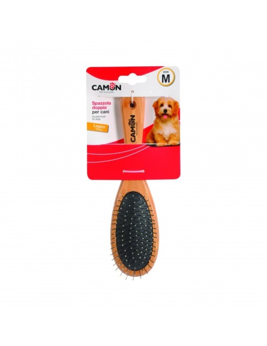 Brosse Double manche en bois - Chien et Chat