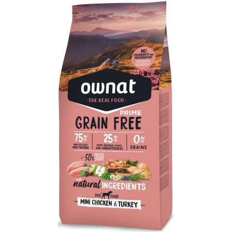 OWNAT PRIME Chien Mini Adulte - Grain Free - au Poulet - 3kg